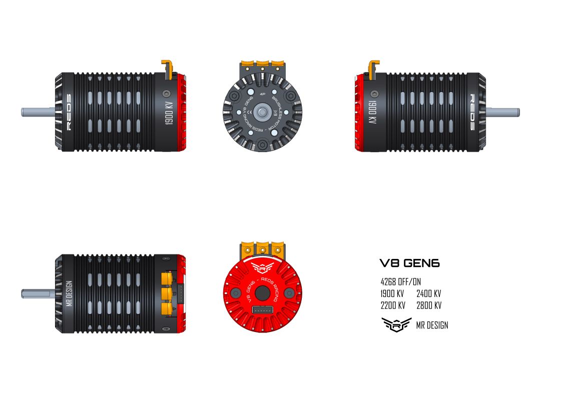 BRUSHLESS MOTOR REDS V8 2200KV 4 POLE SENSORED GEN6
