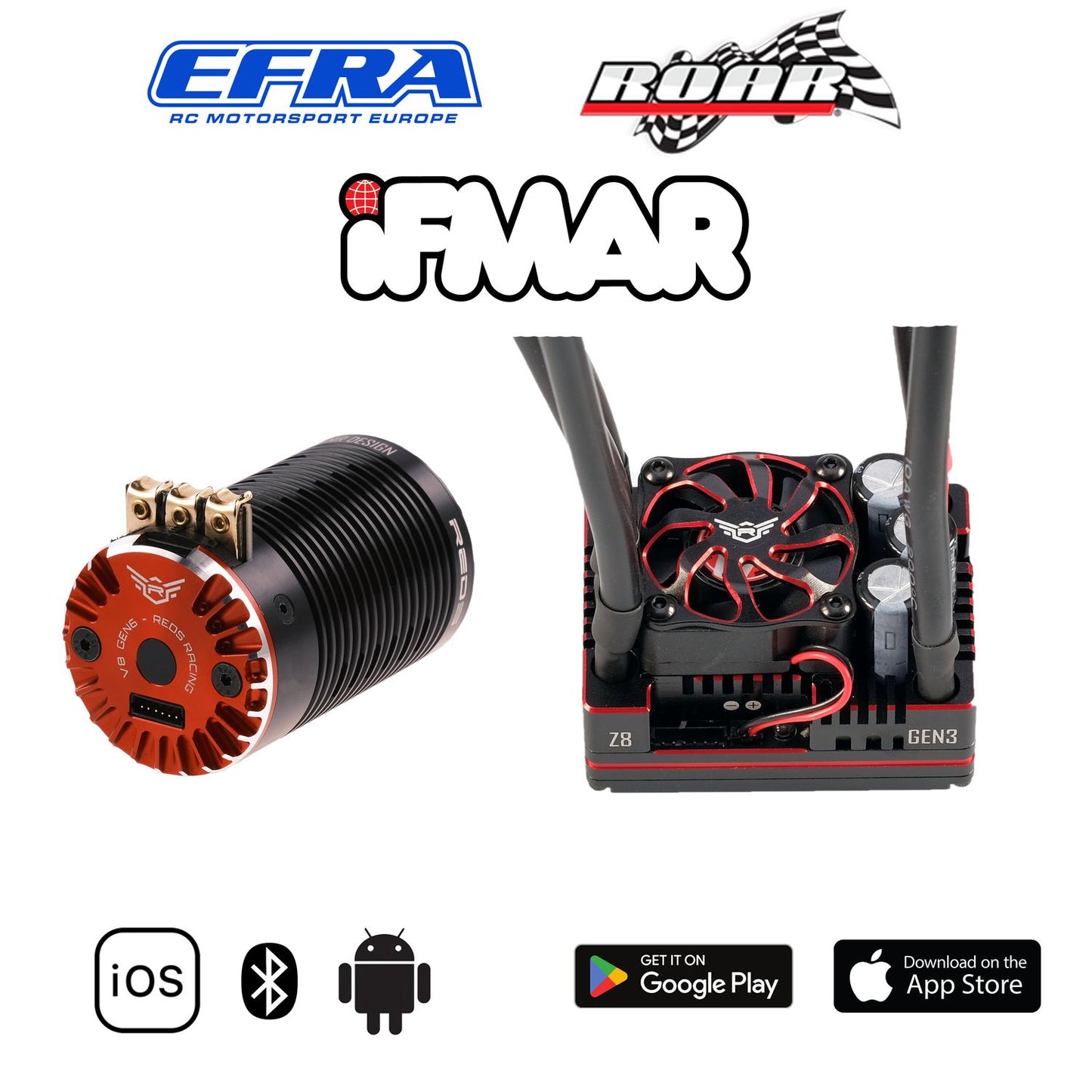 PERFORMANCE COMBO 1/8, MOTOR REDS V8 G6, Z8 ESC G3, Homologated ROAR, EFRA, IFMAR SKU COEG0001-2-3-4