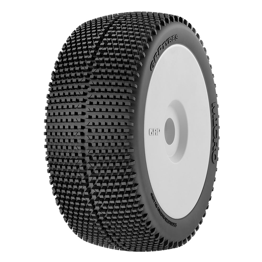 GRP 1:8  MICRO N25 SuperSoft – Mounted on New White Wheel – 1 Pair
