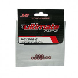 3 mm. ALU. NYLON NUT RED (10pcs)