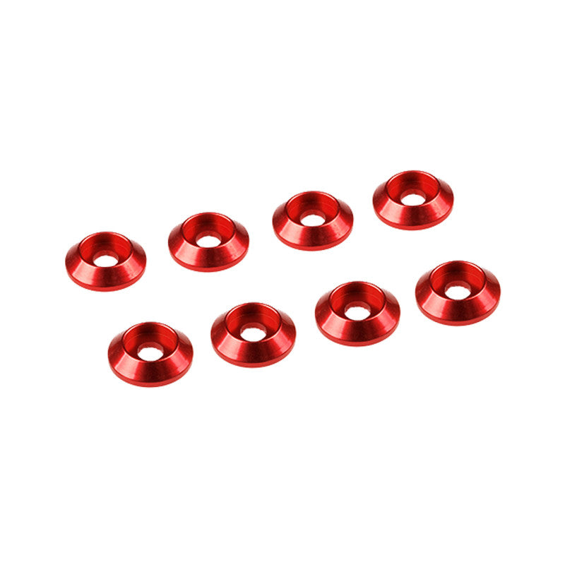 3MM ALUMINIUM CAP HEAD WASHER RED (8 pcs)