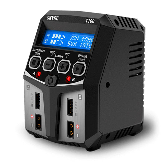 SKYRC T100 DUO LIPO 2-4S 0.1-5A 2X50W 240V AC CHARGER