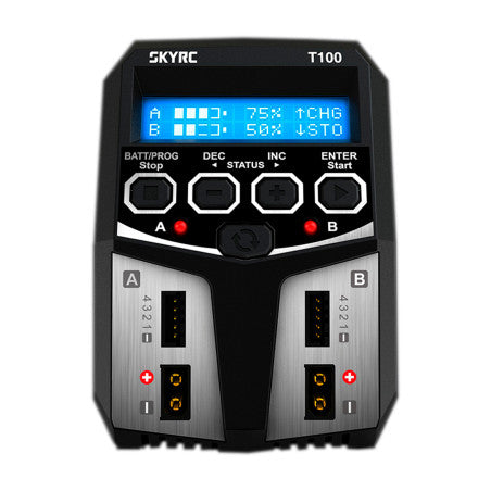 SKYRC T100 DUO LIPO 2-4S 0.1-5A 2X50W 240V AC CHARGER